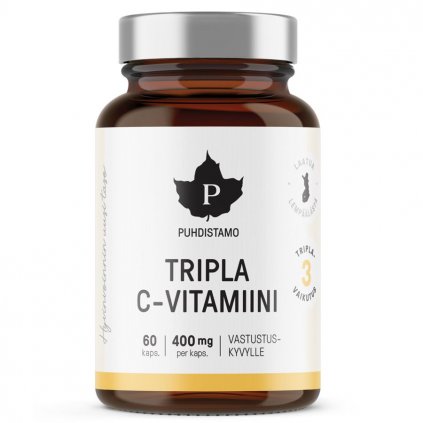 Puhdistamo Triple Vitamin C 60 kapslí, 400 mg (Tripla C-Vitamiini)