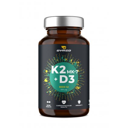 Doplněk stravy GYMIO Vitamin K2 MK-7 + D3 v kapslích