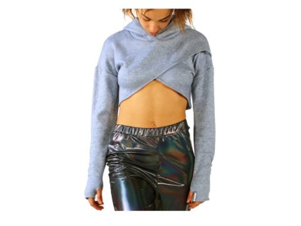PRIDANCE Crop top svetřík s kapucí