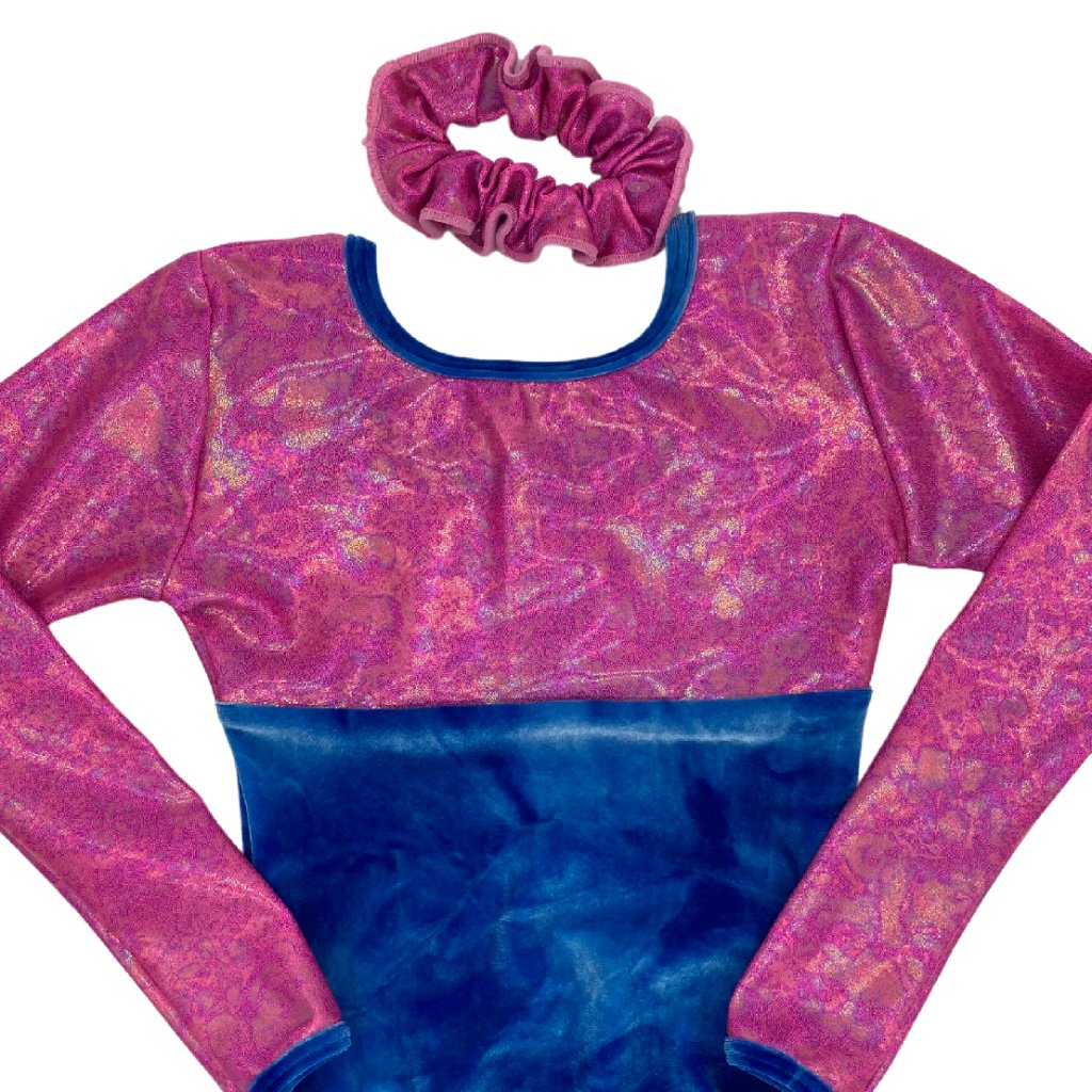 Gymnastický dres - NELLA - crash blue / oily pink