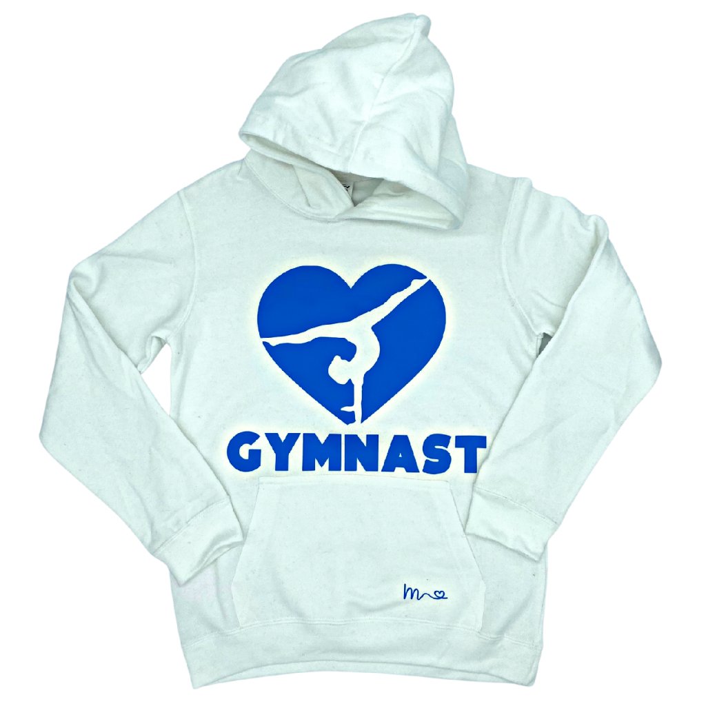 Mikina  s kapucí (bílá) - Gymnast heart (blue)