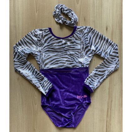 Gymnastický dres - NELLA - violet / zebra
