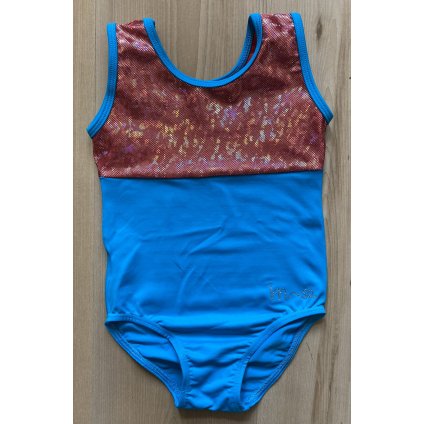 Gymnastický dres - BELLA - tyrkys / lipstick multi