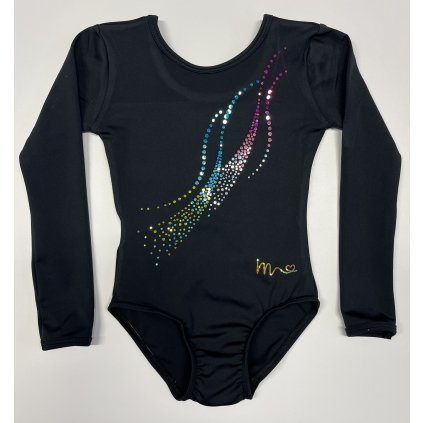 Gymnastický dres - LUCY - black (proužek)