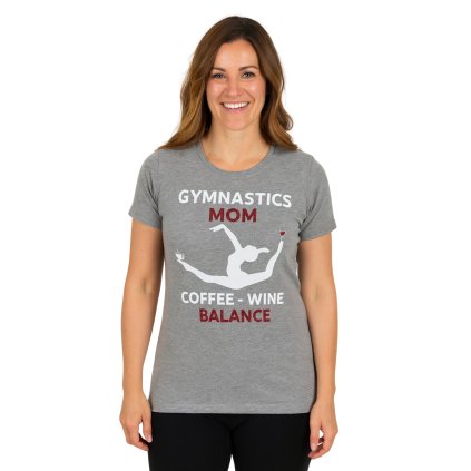 Gymnastické tričko (šedé) - Gymnastics mom - WINE