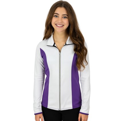 Mikina - WARM - White+ Purple - Gymnast heart glitters