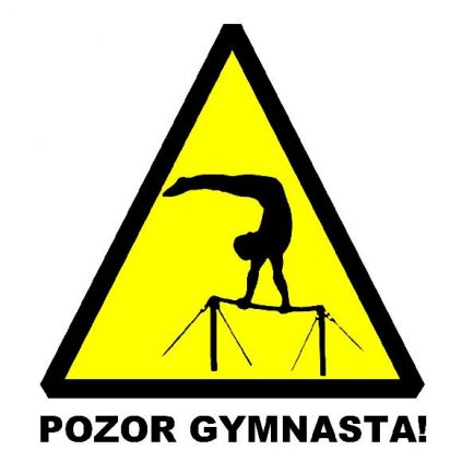 Nálepka Pozor gymnasta1