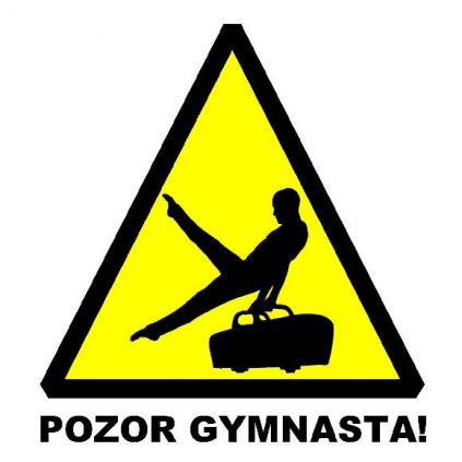 Nálepka Pozor gymnasta2