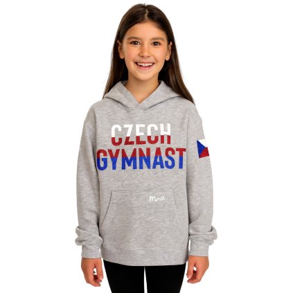 Mikina Czech Gymnast šedá s vlaječkou