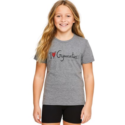 Gymnastické tričko - I LOVE GYMNASTICS - šedé