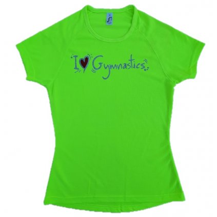 Tričko neon zelená I Love gymnastics