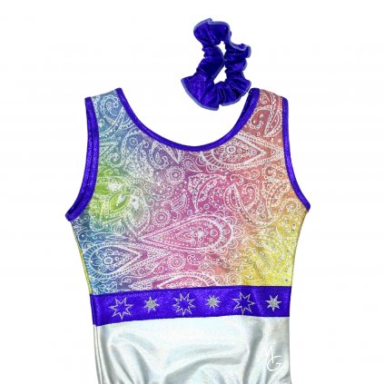 Gymnastický dres - EVELYN - Rainbow bgr Paisley / violett