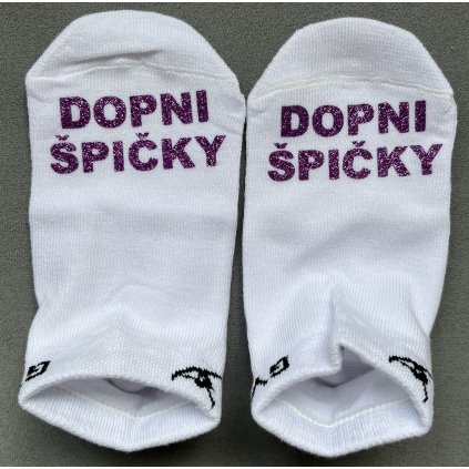 Ponožky (bílé) - DOPNI ŠPIČKY (fialové)
