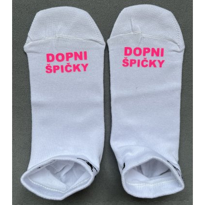 Ponožky (bílé) - DOPNI ŠPIČKY (neon růžové)