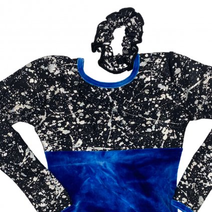 Gymnastický dres - NELLA - blue / black silver splash