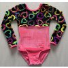 Gymnastický dres - NELLA - neon pink / hearts