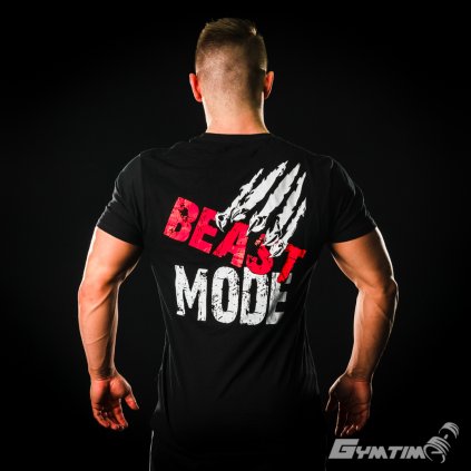 Pánské Tričko Gymtime - BEAST MODE (Velikost 3XL, Barva Černá)