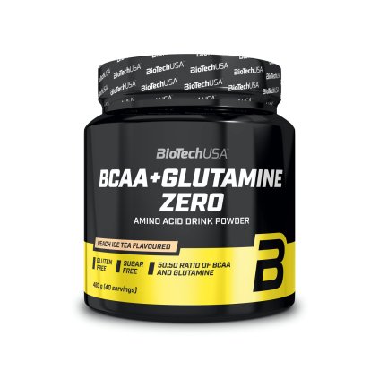 BioTech BCAA + Glutamine Zero 480 g (Příchuť broskvový ledový čaj)