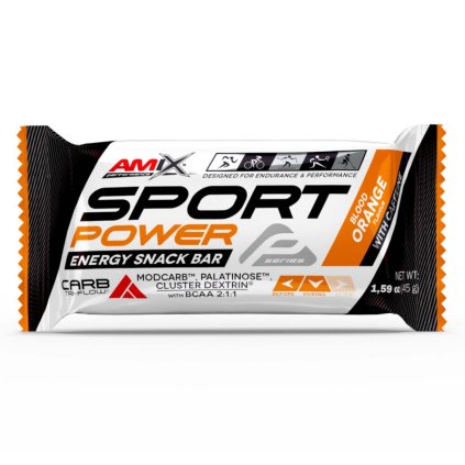 Amix Sport Power Energy Snack Bar with caffeine 45 g (Příchuť pomeranč)