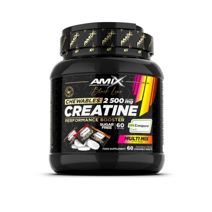 Amix Black Line Creatine Creapure Zero Sugar 2500 mg 60 tbl multi mix (Příchuť pomeranč, třešeň, cola)