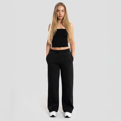 Exalted Dámské Comfy-Nest OVERSIZED STRAIGHT LEG tepláky - černá (Velikost XXS)