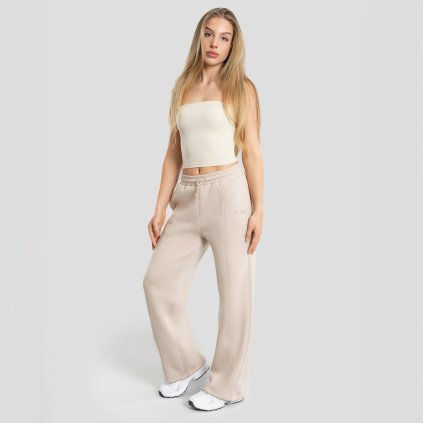 Exalted Dámské Comfy-Nest OVERSIZED STRAIGHT LEG tepláky - béžová (Velikost XXS)