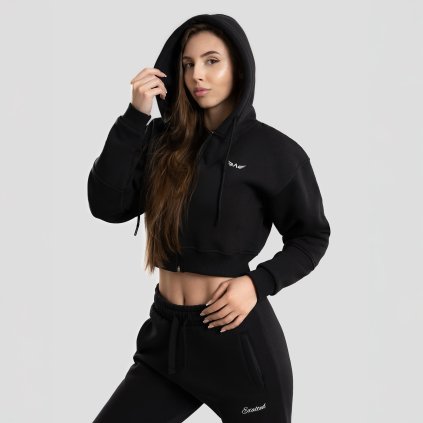 Exalted Dámská CROP mikina Comfy-Nest - černá (Velikost L)