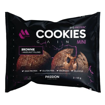 Passion MPower Cookie Gain Mini 2x40g Brownie 12ks (Náplň arašídová)