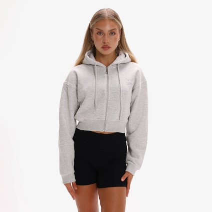 Exalted Dámská Comfy-Nest Crop mikina - marl grey white (Velikost XS)