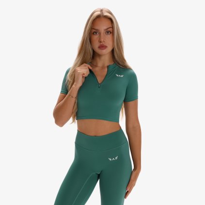 Exalted Dámské Aura Tričko Se Zipem - emerald green (Velikost XXS)