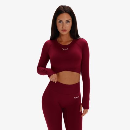 Exalted Dámské Aura Performance Tričko S Dlouhým Rukávem - burgundy (Velikost XXS)