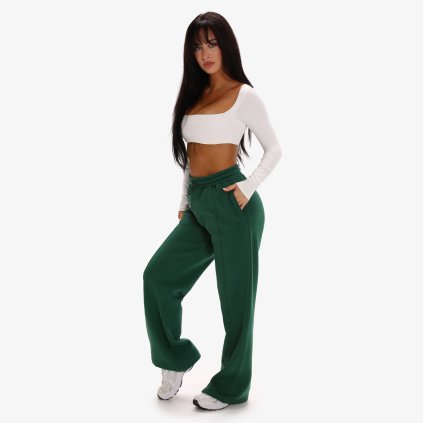 Exalted Dámské Comfy-Nest OVERSIZED STRAIGHT LEG tepláky - urban green (Velikost S)