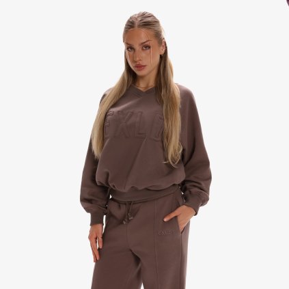 Exalted Dámská LABEL Crewneck Mikina - mocha mist (Velikost S)