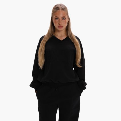 Exalted Dámská LABEL Crewneck Mikina - černá (Velikost S)