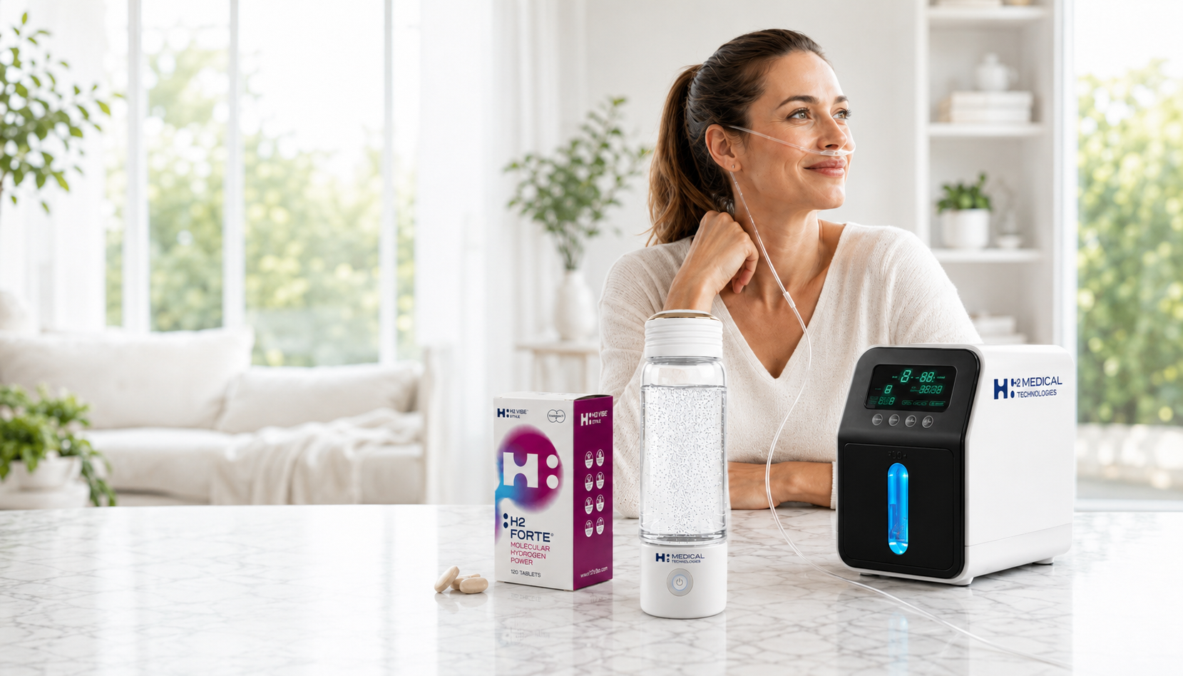 Ideálna H2 synergia: vodíková voda, doplnky a inhalácia v jednom systéme