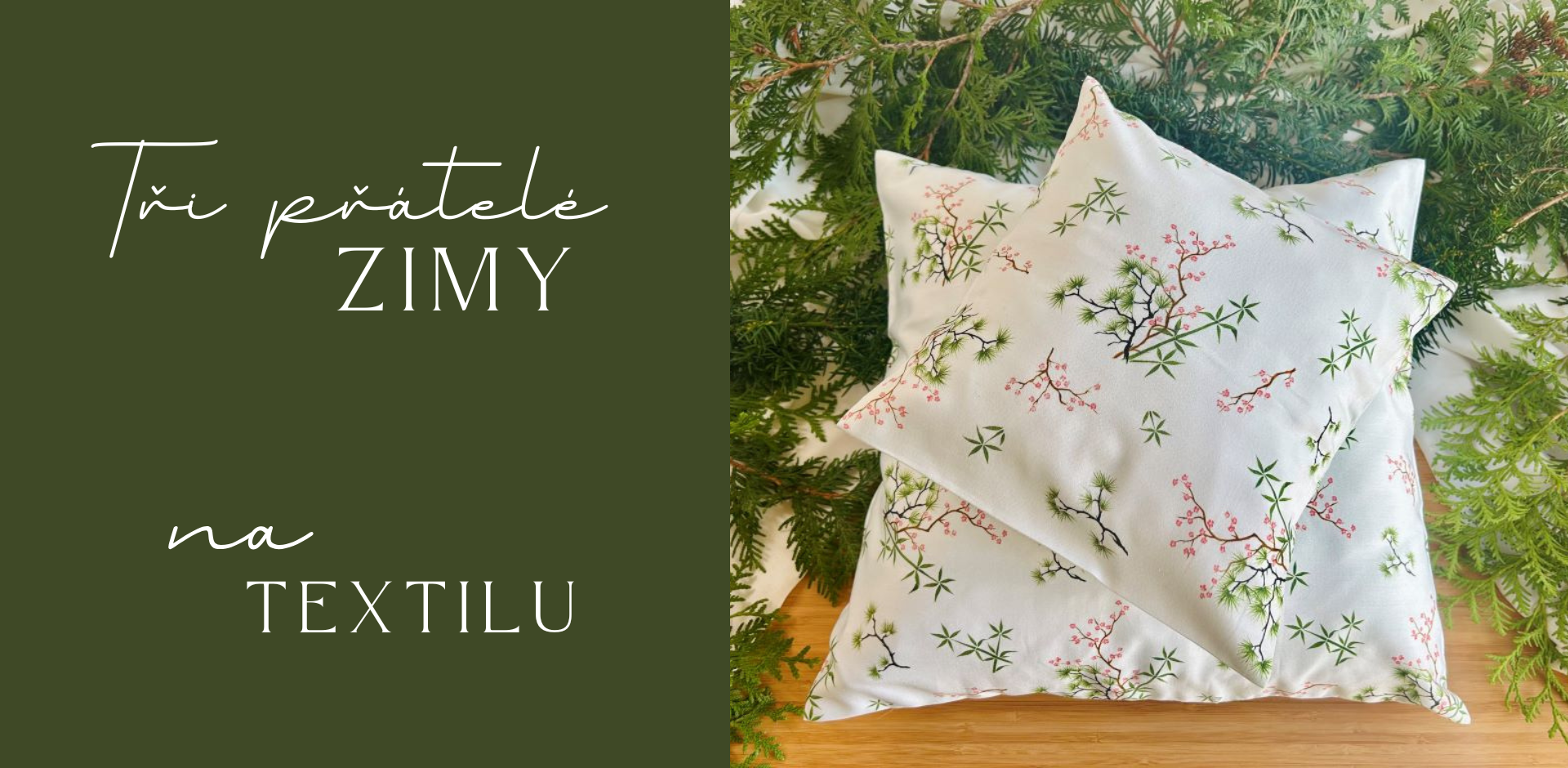 Tři přátelé zimy na textilu