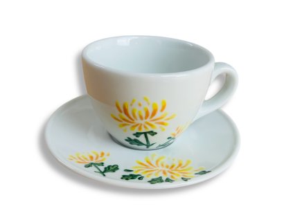 porcelánový hrneček s podšálkem chryzantéma