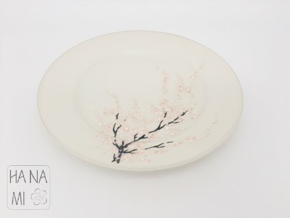 ručně malovaný vintage porcelánový talíř s motivem kvetoucího stromu