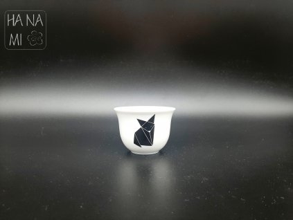 porcelánový pohárek na saké origami liška
