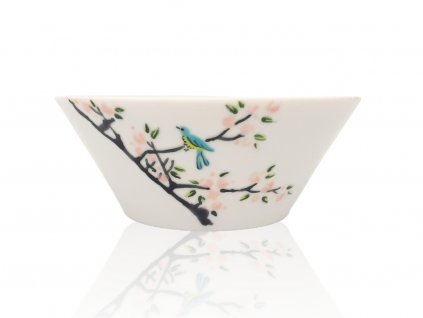 porcelánová miska s ptáčkem na sakuře