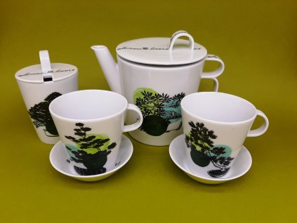 porcelánová čajová souprava s bonsají