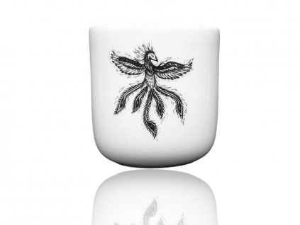 porcelánový pohárek s perokresbou fénixe