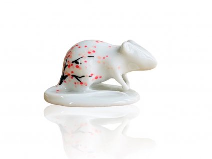 Porcelánová myška s originální ruční malbou inspirovanou japonským svátkem kvetoucích sakur