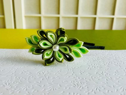kanzashi čelenka zelená