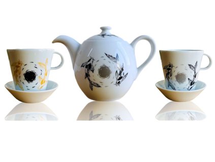 Čajová souprava "Jezerní drahokamy aneb koi kapříci s měsícem"