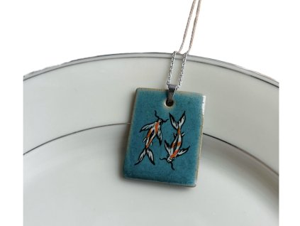 tyrkysový keramický náhrdelník s koi kapříky