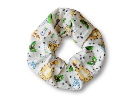 scrunchies látková gumička s totorem a kočkobusem