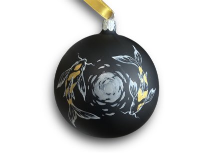 velká černá vánoční ozdoba s koi kapříky