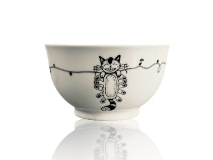porcelánová kulatá miska s kočkobusem