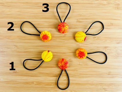 gumička do vlasů s chryzantémou, javorovými a ginkgo listy